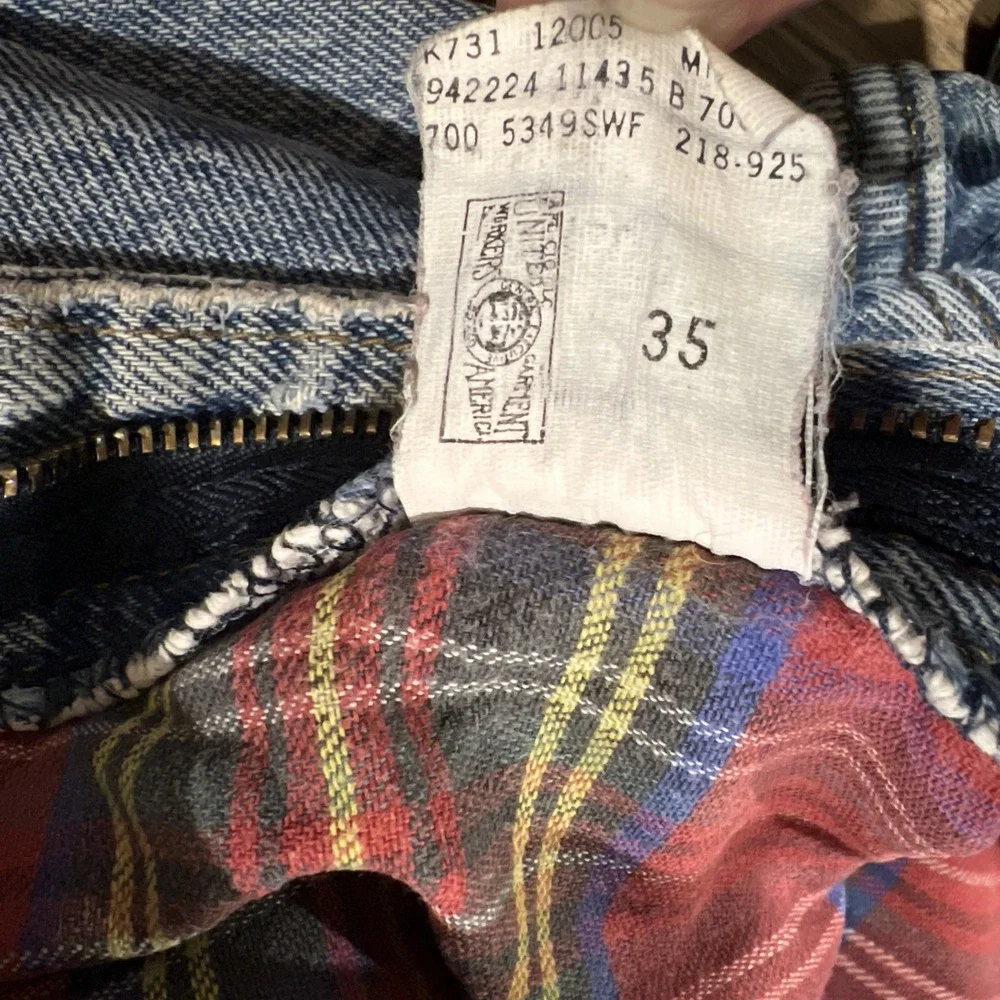 LL Bean Flannel lined Jeans distressed 34x32 (Fits 32x29.50) Made in‎ USA Ripped